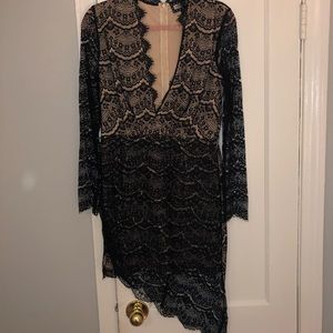 Girl in Mind Asymmetrical Lace overlay Dress